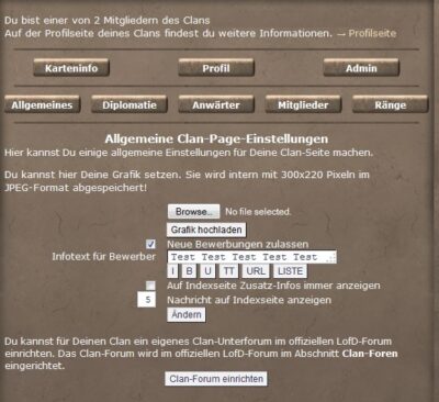 LOFD Clan-Info Einstellungen