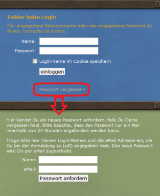 LOFD Passwort vergessen